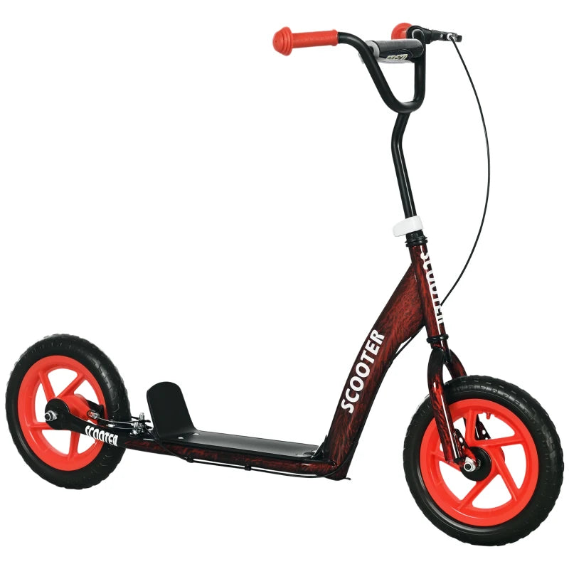 Kids Scooter with Adjustable Handlebar, Children's Kick Scooter with Non-slip Footplate, Rear Brake, Kickstand, Red