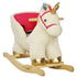 Kids Rocking Horse with Realistic Sounds, Safety Belt, Wooden Base, for Ages 18-36 Months, Cream White