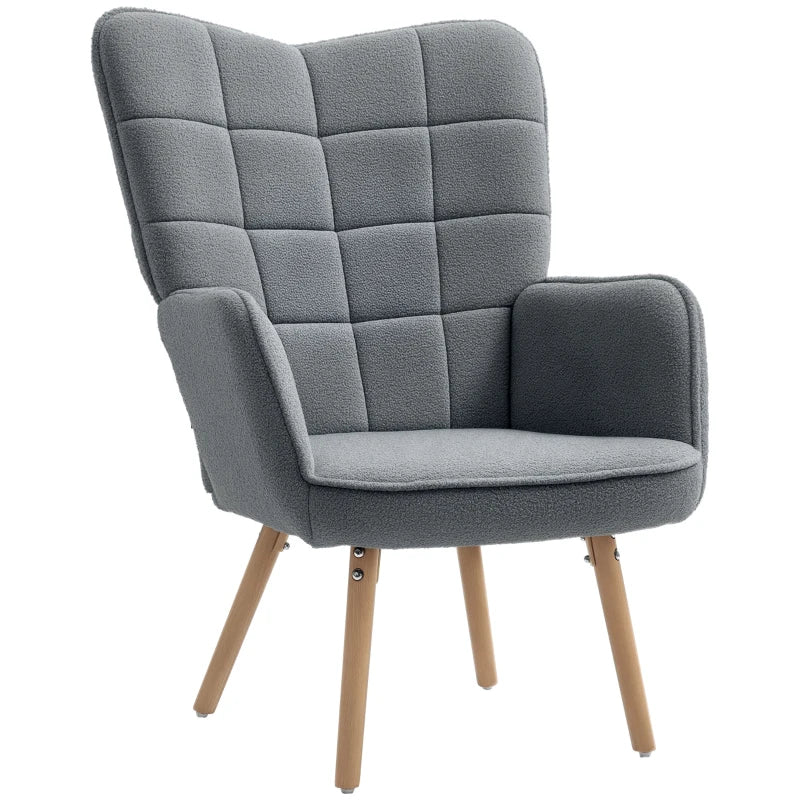 Teddy Fleece Wingback Accent Chair - Grey