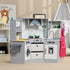Toy Kitchen with Running Water, Lights, Sounds, Apron and Chef Hat, Water Dispenser, for Ages 3-6 Years, Grey