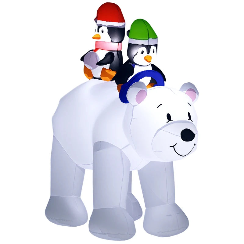 6.4ft Inflatable Polar Bear and Penguin Christmas Inflatable