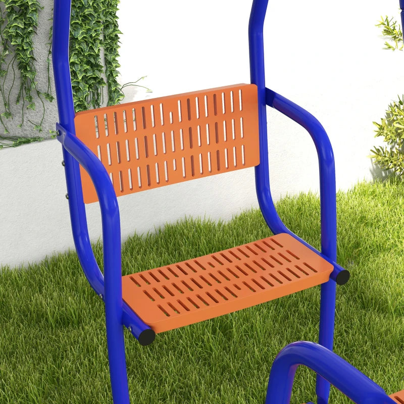 Three-In-One Kids Metal Swing Set with Swing, Glider, Rocking Chair Swing, for Ages 3+ years - Orange and Blue