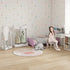 Kids Vanity Table and Chair Set with Tri-Folding Mirror and Stool, Makeup Dressing Table with Drawer, White