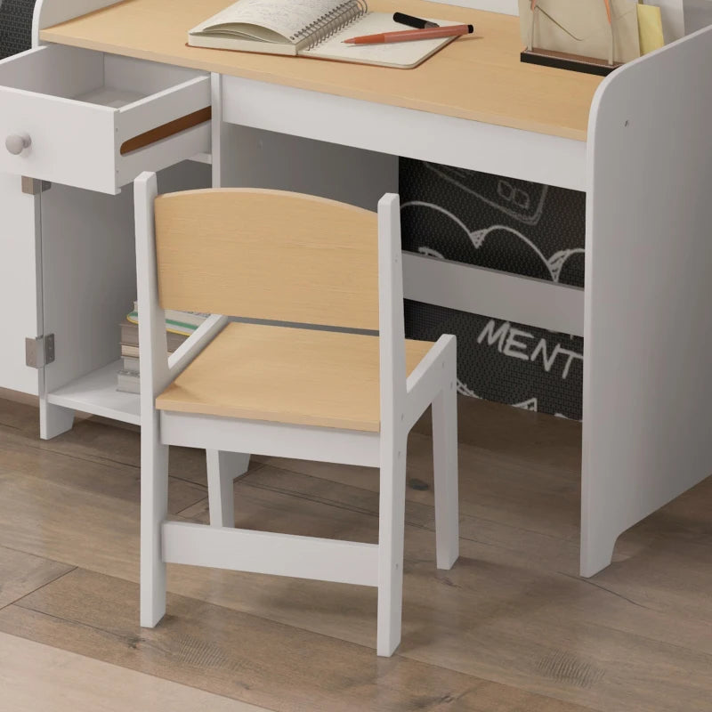 Kids Desk and Chair Set for 3-6 Years with Storage Drawer, Study Table and Chair for Children - White