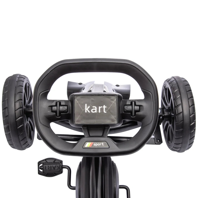 Kids Pedal Go Kart, with Adjustable Seat, EVA Wheels, Seat, Handbrake - Black