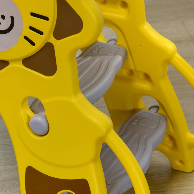 Baby Slide with Basketball Hoop, Climber, Easy to Assemble Kids Slide for Indoor Use, for Ages 18-36 Months - Yellow