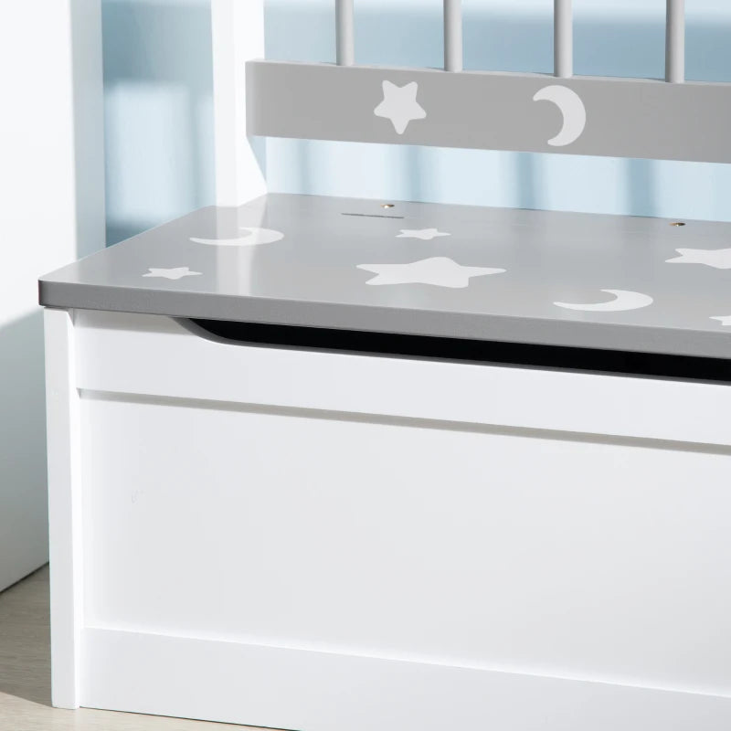 2 In 1 Kids Storage Bench, Toy Box w/ Safety Rod - Grey
