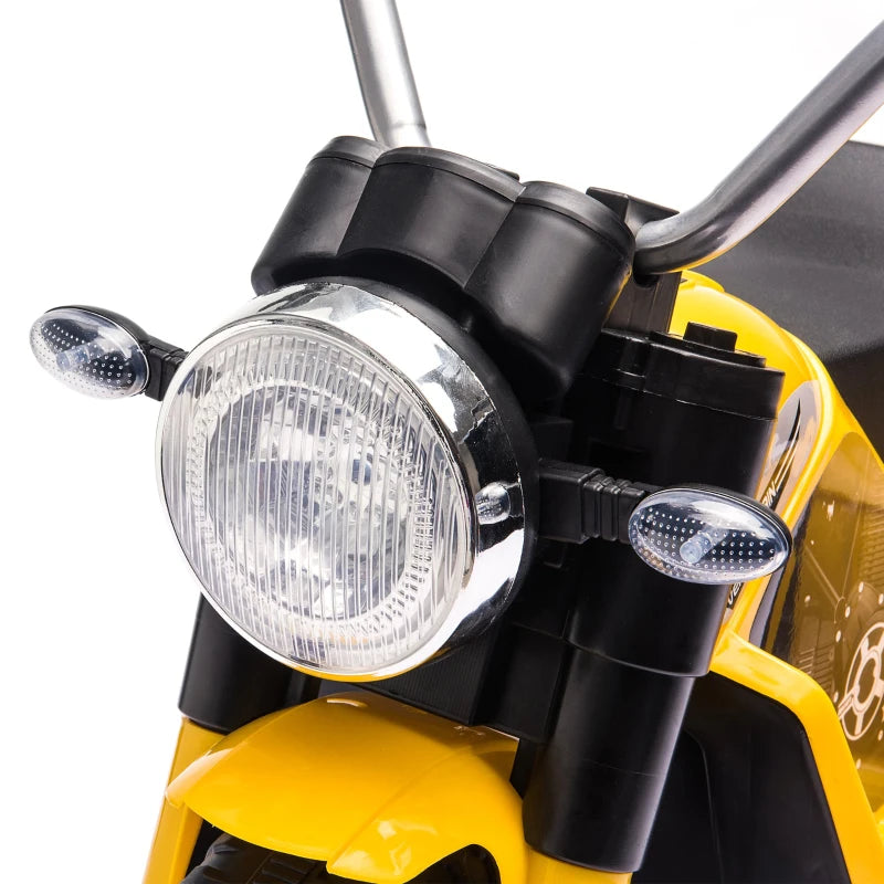 6V Kids Electric Motorbike 3 Wheels Ride On Toy with Horn Headlights Realistic Sounds for Girl Boy 18 - 36 Months Yellow