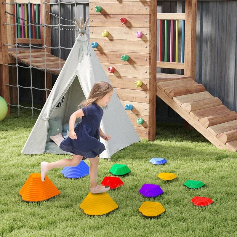 11-Piece Heart-Shaped Kids Balance Stepping Stones and Motor Skills, Multicoloured