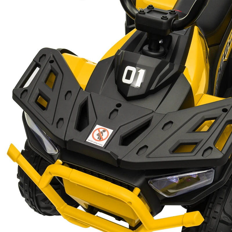 12V Kids Electric Ride on ATV, Battery-Powered Quad Bike w/ Spring Suspension, Forward Backward, Storage Basket, Yellow