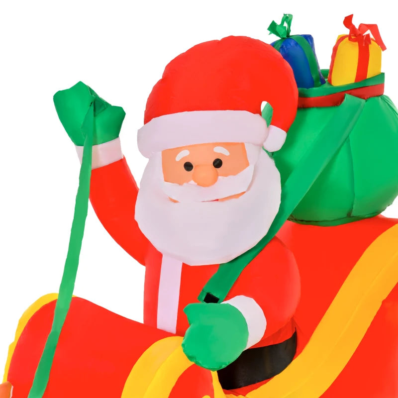 8ft Christmas Inflatable Santa Claus on Sleigh, LED Lighted for Home Indoor Outdoor Garden Lawn Decoration Party Prop