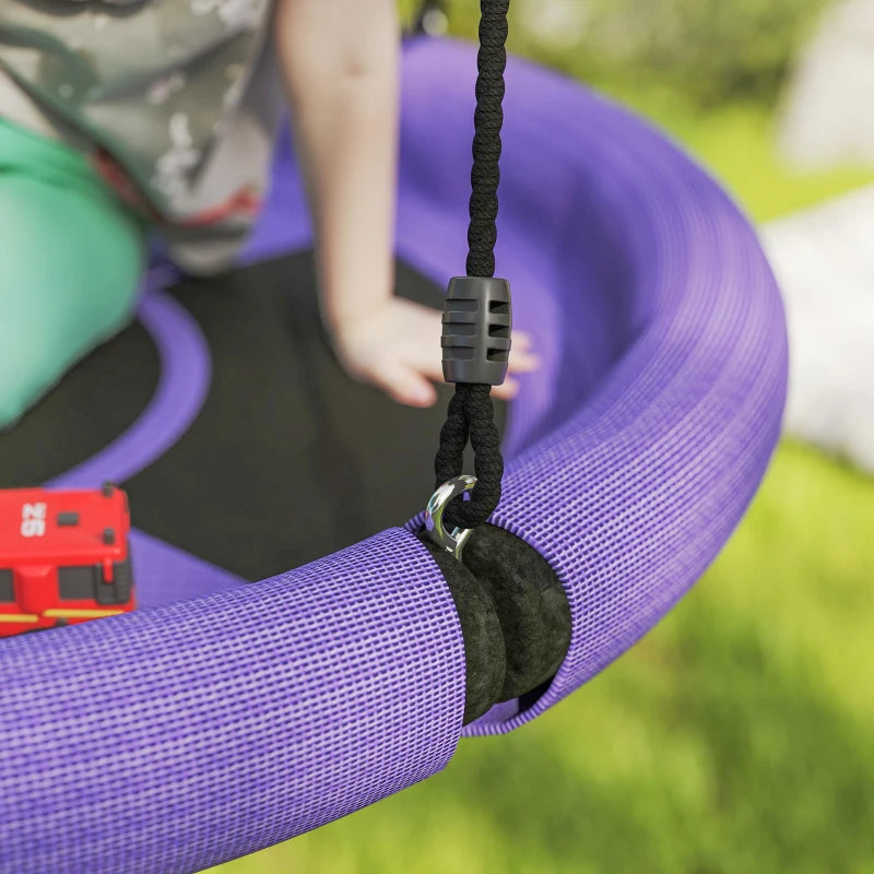 100cm Diameter Nest Seat for Kids with Height Adjustable Hanging Ropes for Outdoor, Playground, Garden, Purple
