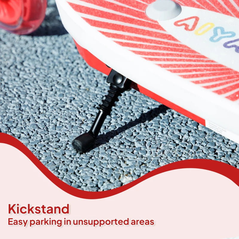 Electric Scooter for Kids Aged 4-7 Years, with Flashing LED Lights, Rear Auxiliary Wheels, Red