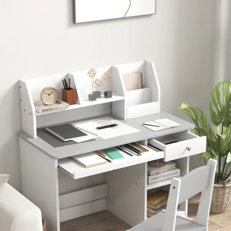 Two-Piece Kids Desk and Chair Set with Storage, for Ages 5-8 Years - Grey