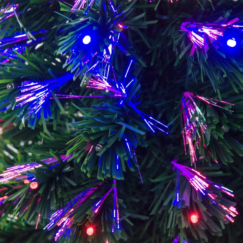 4 Feet Prelit Artificial Christmas Tree with Multi-Coloured Fiber Optic LED Light, Holiday Home Xmas Decoration, Green