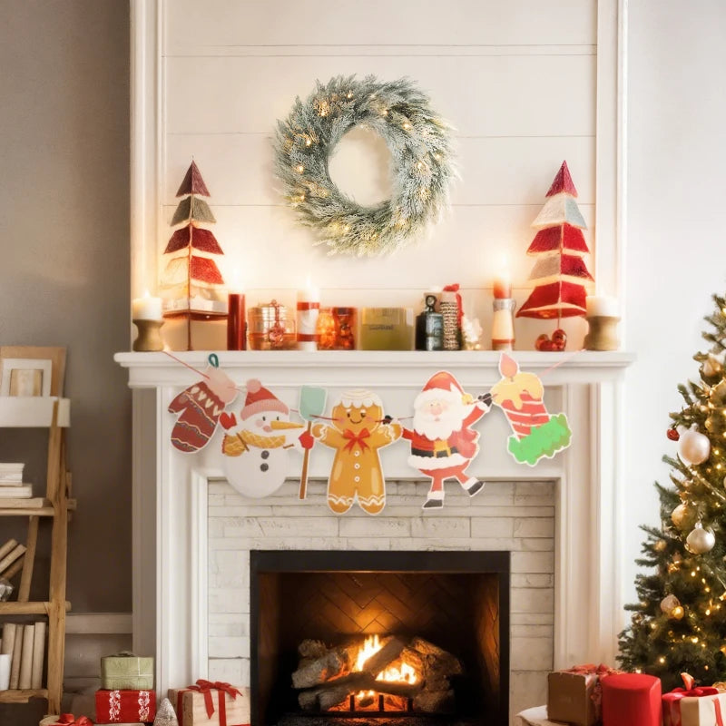 60cm/ 24inch Flocked Prelit Christmas Wreath