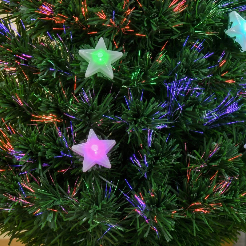 4FT Prelit Artificial Christmas Tree Fibre Optic Star LED Light Holiday Home Xmas Decoration with LED Light for Indoor Party, Green