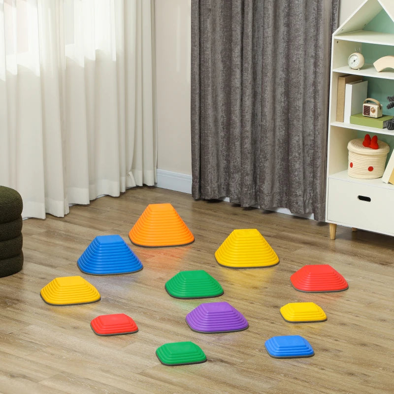 Balance Stepping Stones for Kids, 11-Piece Non-Slip Stackable River Stones, Obstacle Courses for Balance and Motor Skill