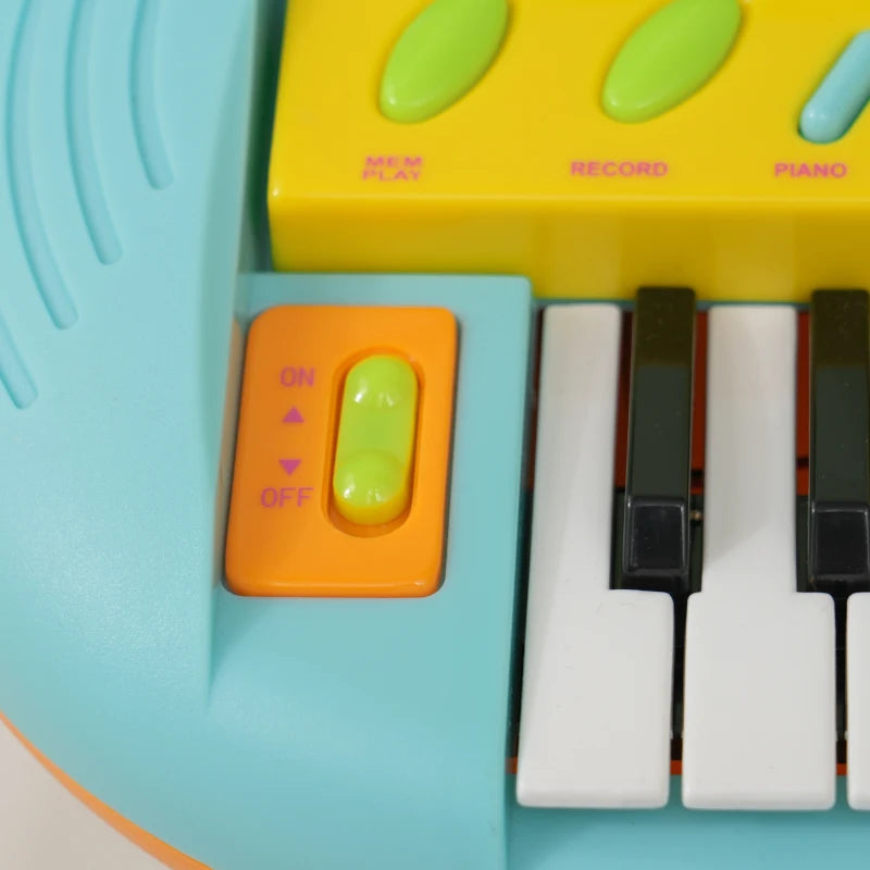 37-Key Kids Piano w/ Microphone, Stool, LED Lights, Record & Replay, Function, Blue