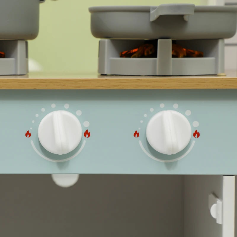 Toy Kitchen, Pretend Role Play Kitchen with Hob, Sound, Light, Coffee Machine, Ice Maker, Microwave