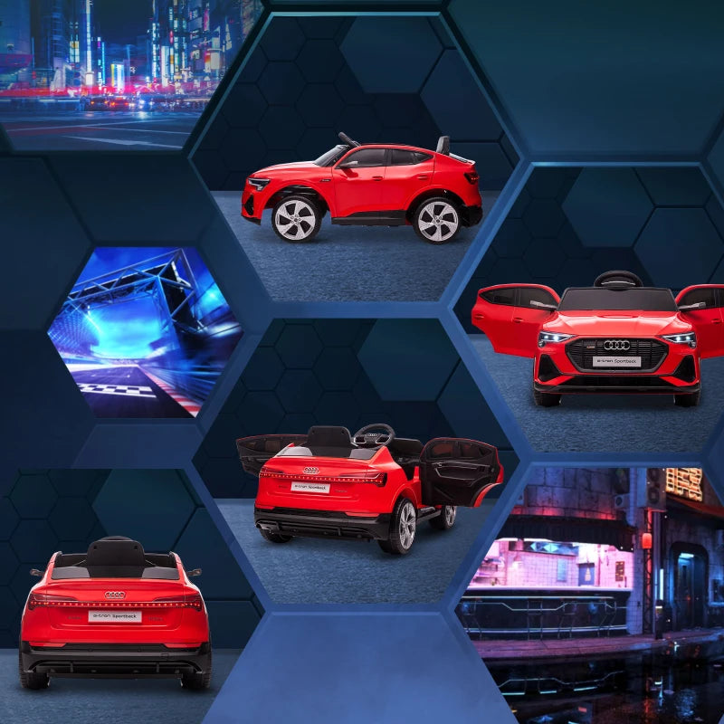 Audi E-tron Licensed 12V Kids Electric Ride on, Electric Car for Kids, with Parental Remote, Music Lights MP3, Suspension Wheels, for 3-5 Years, Red