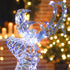 Lighted Christmas Reindeer with Sleigh, Outdoor Yard Reindeer with 170 Warm White LED Lights, Holiday Decor with Stakes, Waterproof, Silver