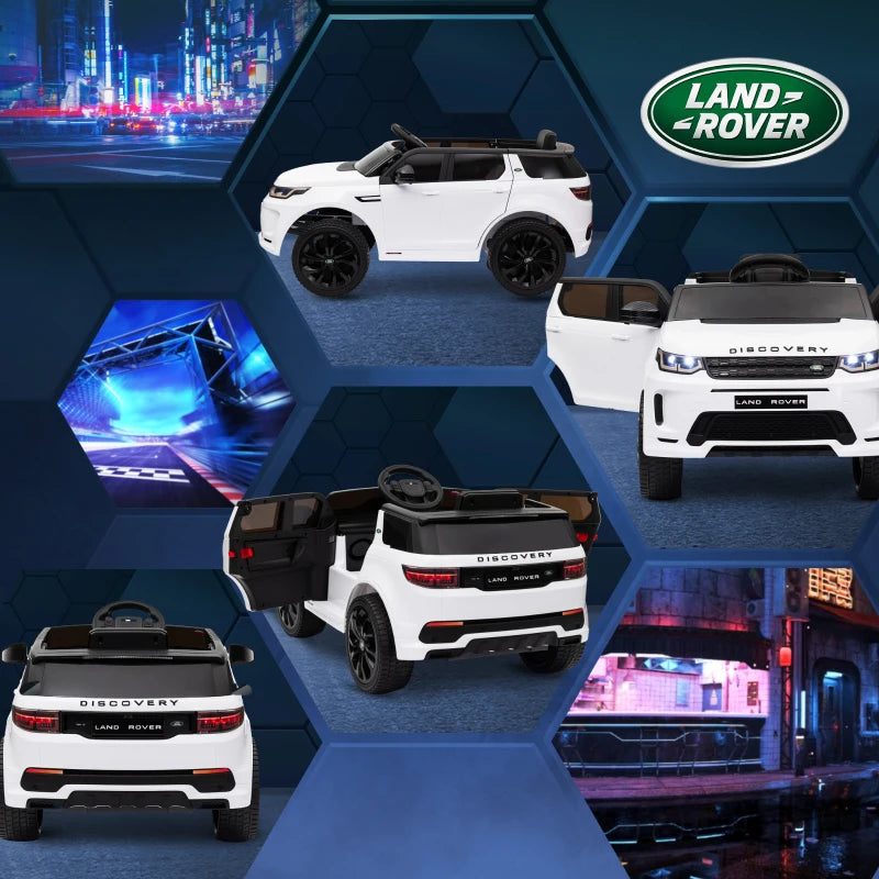 Licensed Land Rover Discovery Sport, 12V Kids Ride on Car w/ Remote Control, Lights, Music, Horn, for 3-6 Years, White