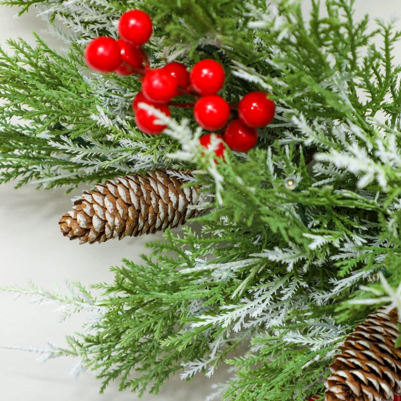 60 cm Prelit Christmas Wreath, Door Wreath with Realistic Branches, 30 Warm White LEDs, Timer, Battery Operated