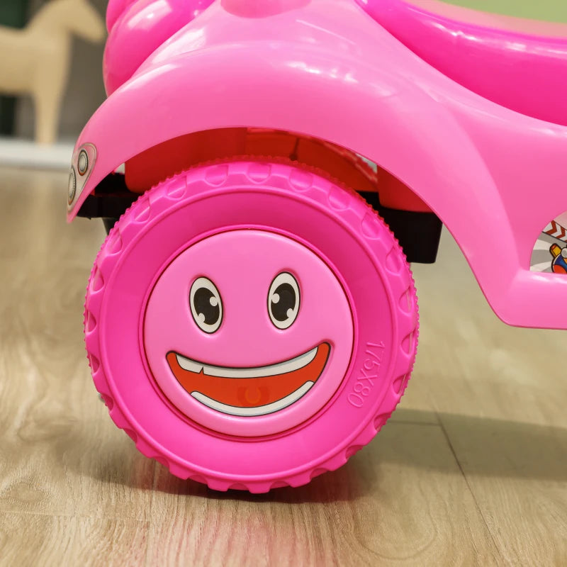Foot to Floor oddler Ride on Toy w/ Music, Light, Horn, Under Seat Storage, Anti-Over-Backwards Device, Pink