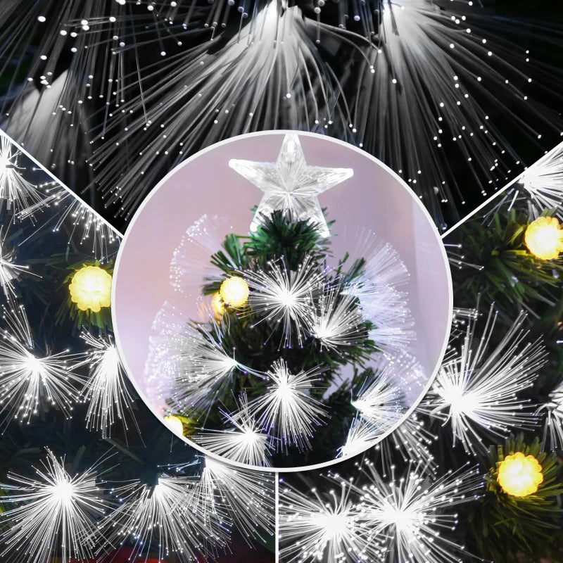 3ft White Light Artificial Christmas Tree w/ 90 LEDs Star Topper Tri-Base Full Bodied Seasonal Decoration Pre-Lit Home