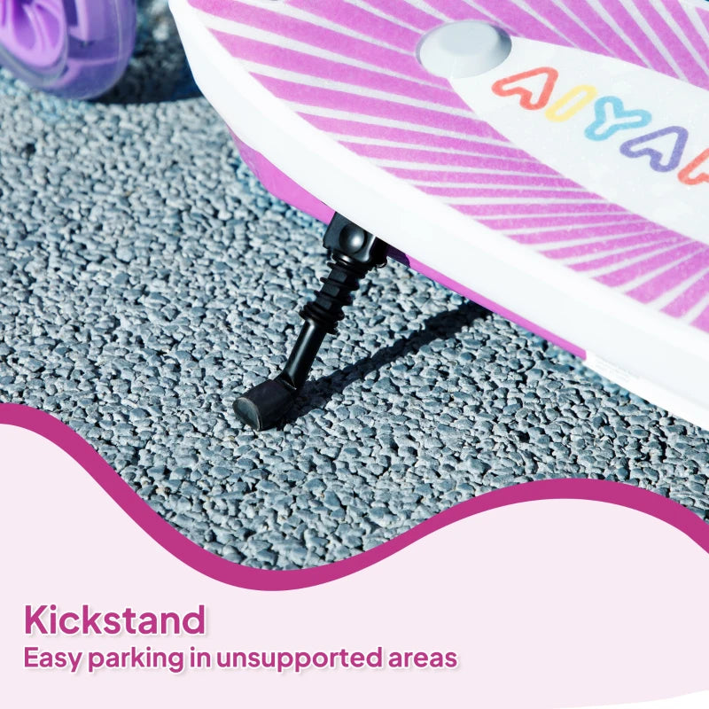 Electric Scooter for Kids Aged 4-7 Years, with Flashing LED Lights, Rear Auxiliary Wheels, Purple