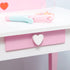Kids Dressing table Set w/ Mirror, Stool, Drawer, Cute Patterns, for Ages 3-6 Years - Pink