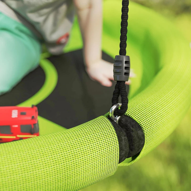 100cm Diameter Nest Seat for Kids with Height Adjustable Hanging Ropes for Outdoor, Playground, Garden, Green