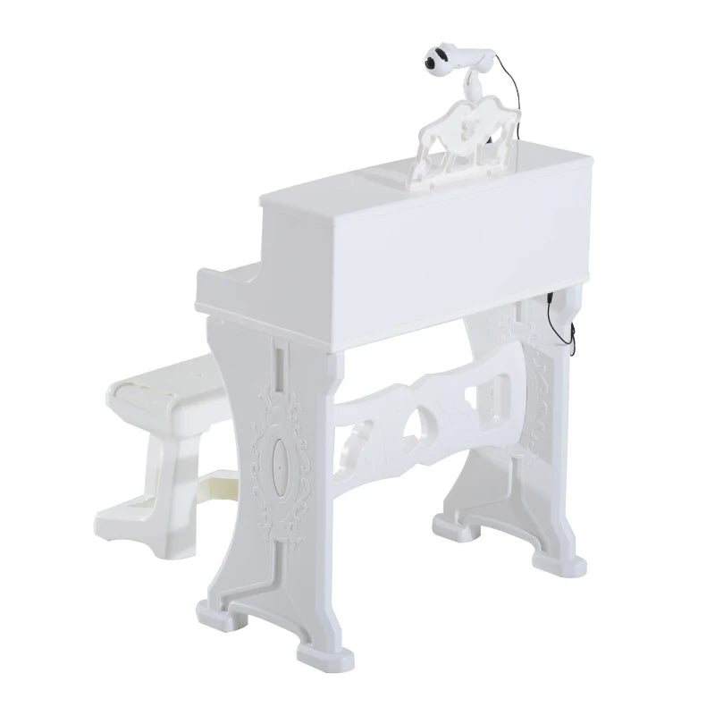 37 Keys Kids Piano Mini Electronic Keyboard Light Kids Musical Instrument Educational Game Children Grand Piano Toy Set w/Stool & Microphone & Music Stand (White)