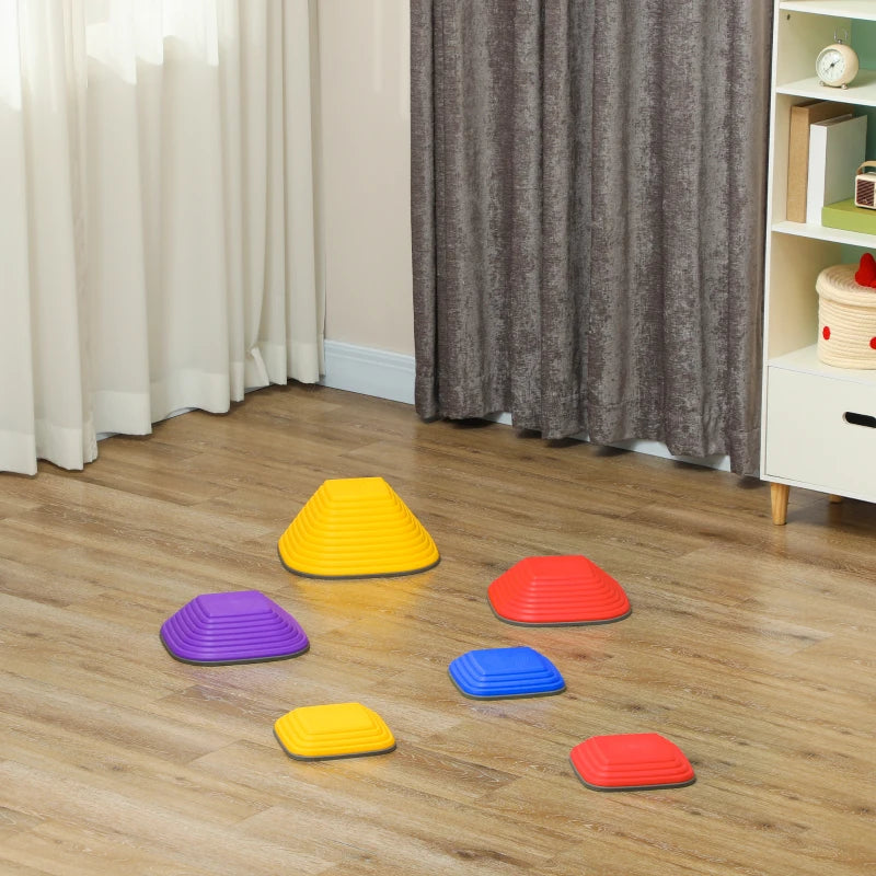 Balance Stepping Stones for Kids, 6-Piece Non-Slip Stackable River Stones, Obstacle Courses for Balance and Motor Skill