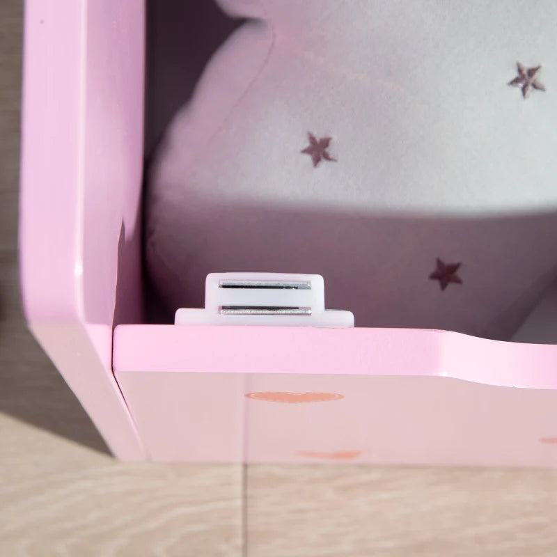 2-in-1 Kids Storage Bench, Toy Box w/ Safety Rod - Pink