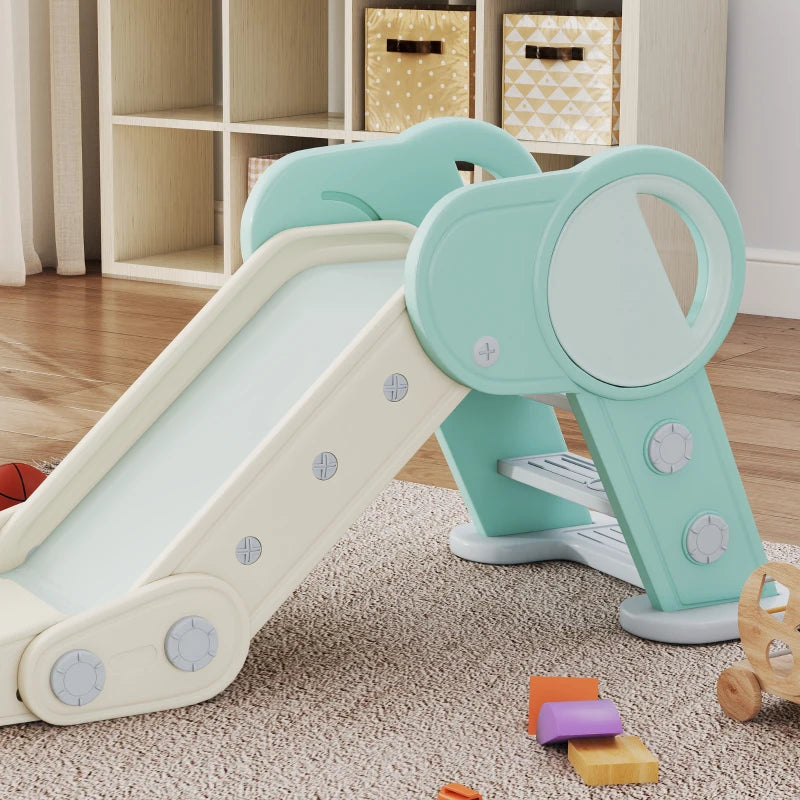 Foldable Kids Slide, Freestanding Baby Slide, for Ages 1.5-3 Years, Grey & Green