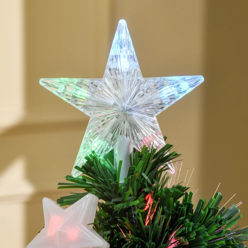 4FT Prelit Artificial Christmas Tree Fibre Optic Star LED Light Holiday Home Xmas Decoration with LED Light for Indoor Party, Green