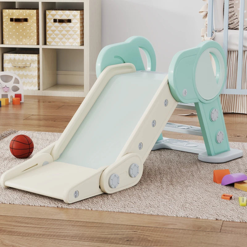 Foldable Kids Slide, Freestanding Baby Slide, for Ages 1.5-3 Years, Grey & Green
