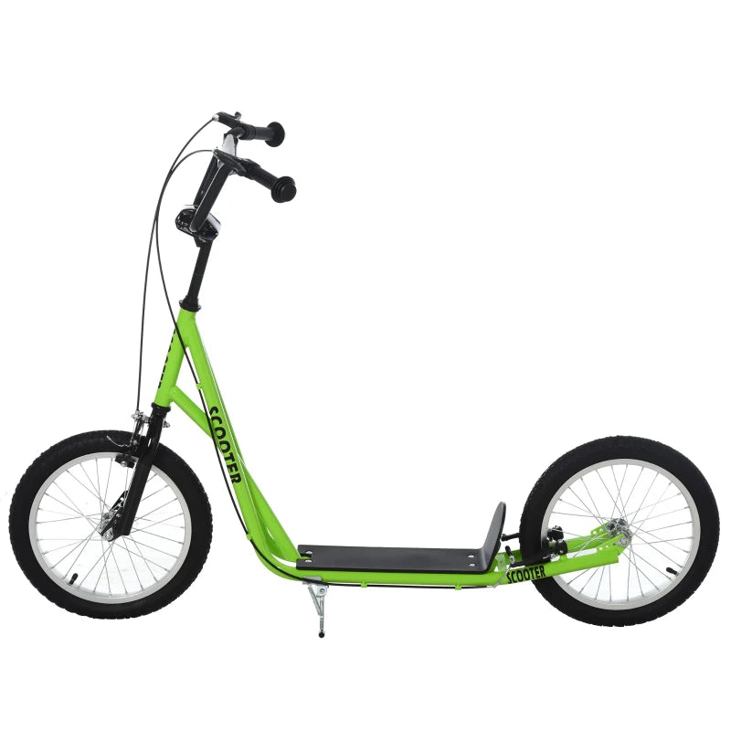 Kick Scooters for Kids with Adjustable Height, Anti-Slip Deck, Dual Brakes, Rubber Tyres, for Boys and Girls Aged 5+ Years Old - Green