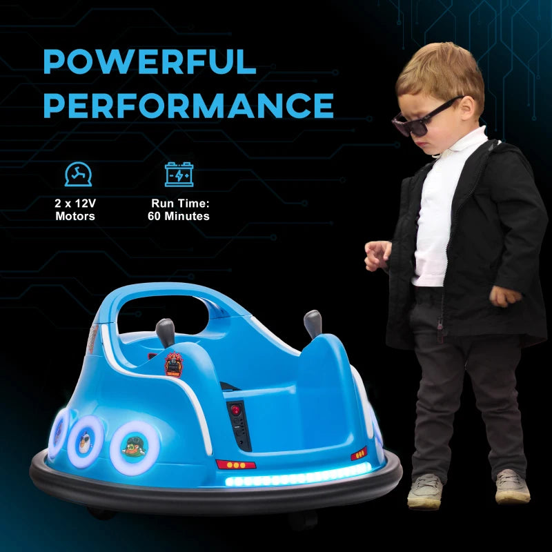 Angry Bird Licensed Waltzer Car, 12V Kids Bumper Car w/ Joysticks, Remote, Music LED Lights, Blue