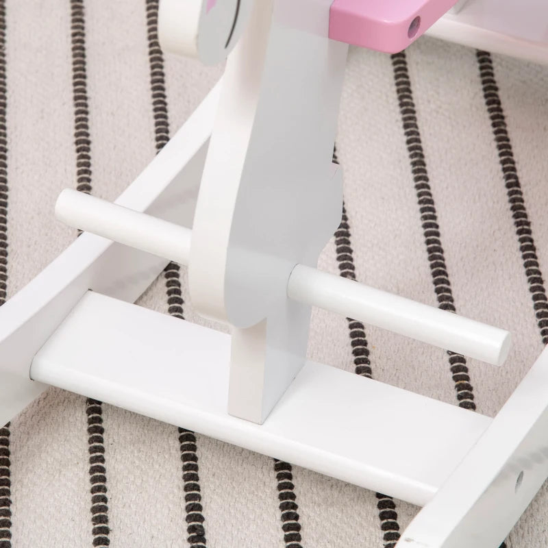 Kids Rocking Horse, with Handlebar, Foot Pedal - Pink