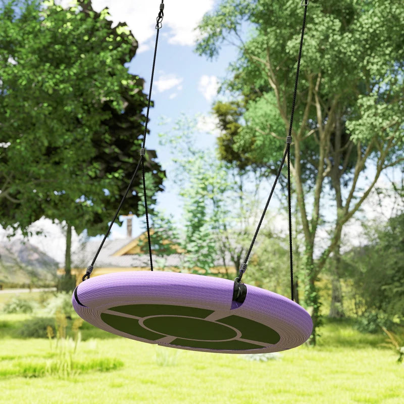 100cm Diameter Nest Seat for Kids with Height Adjustable Hanging Ropes for Outdoor, Playground, Garden, Purple