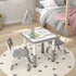 Height Adjustable Toddler Table and Chair Set, 3 Pcs Children Activity Table w/ 2 Chairs, for Playroom, Bedroom - Grey
