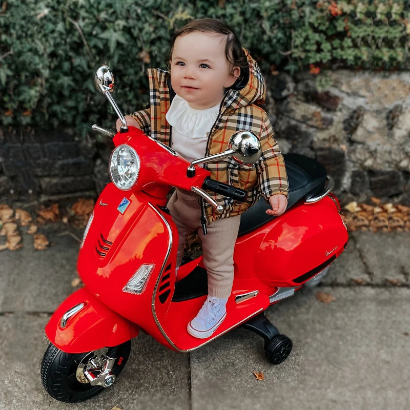 Kids Ride On Motorcycle, 6V, W/LED Lights-Red