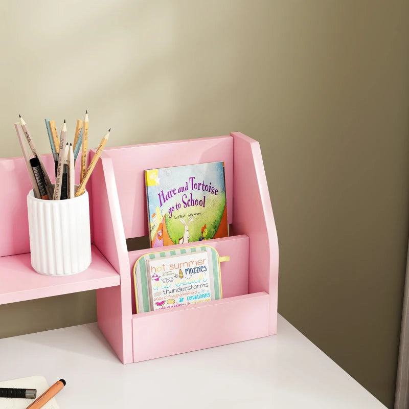 Two-Piece Kids Desk and Chair Set with Storage, for Ages 5-8 Years - Pink
