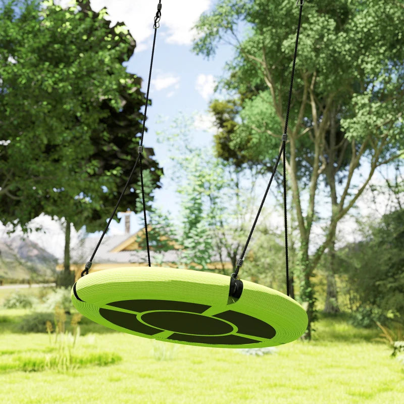 100cm Diameter Nest Seat for Kids with Height Adjustable Hanging Ropes for Outdoor, Playground, Garden, Green