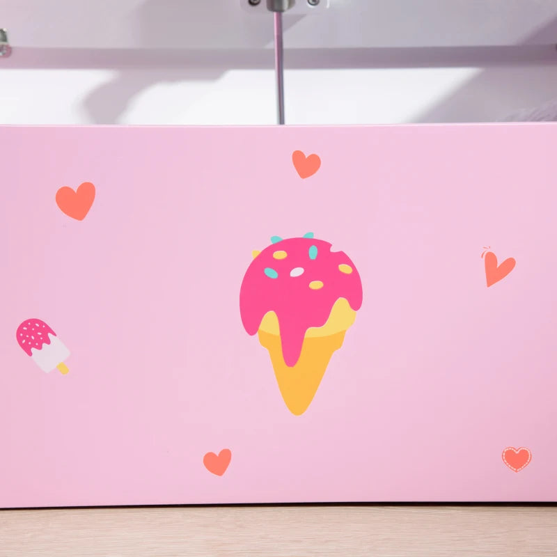 2-in-1 Kids Storage Bench, Toy Box w/ Safety Rod - Pink