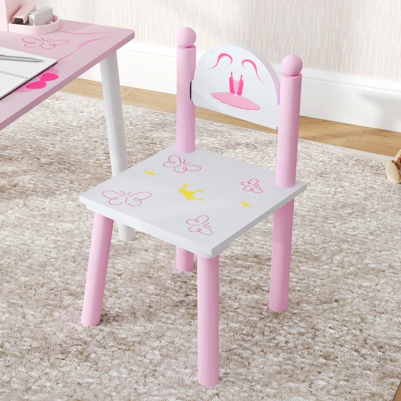 Princess-Designed Kids Table and Chairs Set for Activity, Art, Drawing, Toddler Table and Chairs Set for Playroom