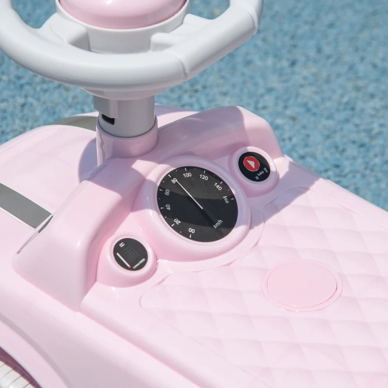 Foot To Floor Ride On Car Sliding Car w/ Air Horn, Anti-Over-Backwards, 18 to 36 Months - Pink